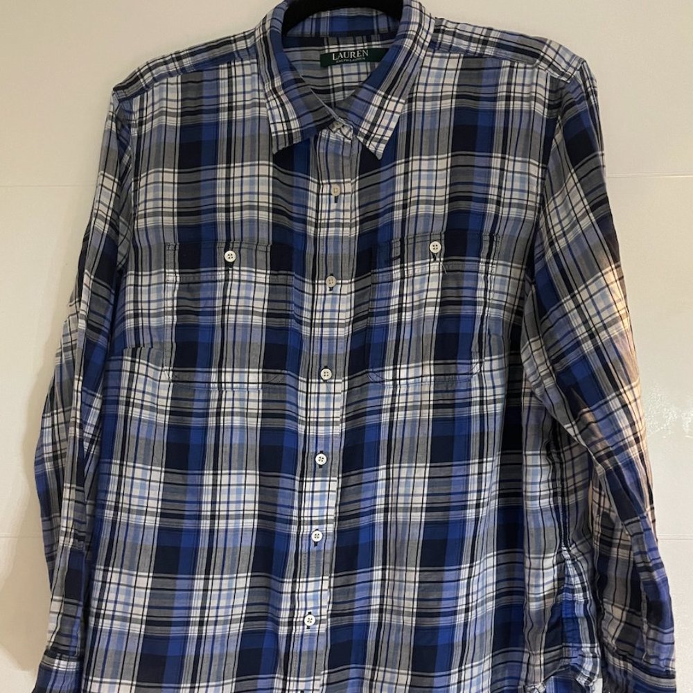 Ralph Lauren Plaid 100% Cotton Button Down Shirt